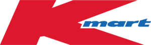 The image shows the Kmart logo, featuring a large red letter "K" with the word "mart" in lowercase blue letters crossing its right side. The background is white.